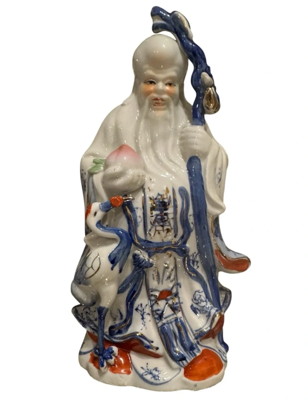 Vintage Chinese Porcelain Fu Lu Shou Statues- Set of Three Famille Rose - Picture 4 of 7